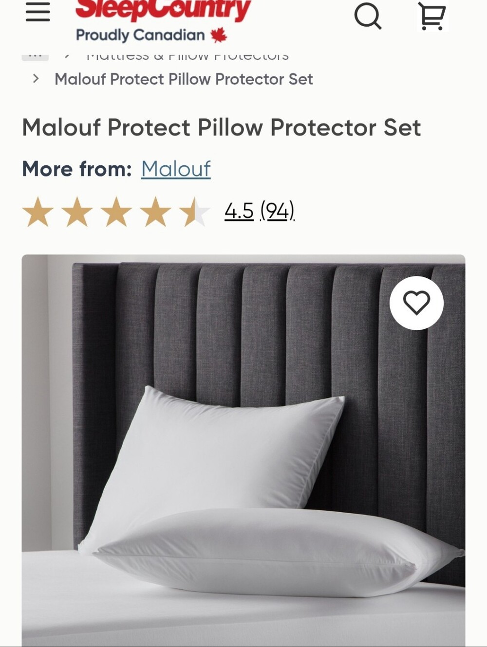 Malouf Comfort White Pillow Protector Set Of 2 Queen Size  Bamboo Pillow Covers